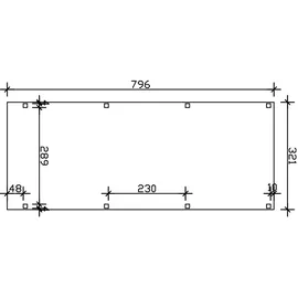SKANHOLZ Carport Grunewald 3,21 x 7,96 m unbehandelt mit Aluminiumdach
