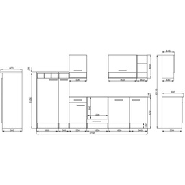 Respekta Küchenzeile Hilde LBBEKB310EWC ohne E-Geräte 310 cm Weiß