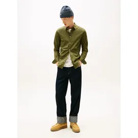 Tommy Hilfiger Tommy Jeans Herren, Hemd, Original Stretch Slim Fit, grün (Dark Greenery), XXL