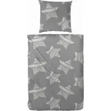 Primera Feinbiber-Bettwäsche Stars grau 135 x 200 cm + 2 x 80 x 80 cm