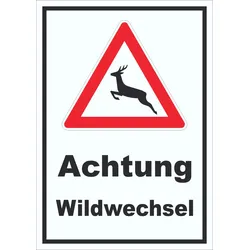 Schild Achtung Wildwechsel A3 (297x420mm)