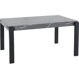 Mendler Esstisch HWC-L53, Tisch Küchentisch Esszimmertisch, Industrial Metall 140x80cm Marmor-Optik grau