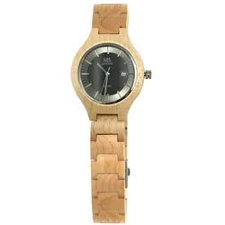 Meister Anker Holz-Armbanduhr wasserfest Solarbetrieb mit Datumsanzeige