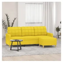 vidaXL 3-Sitzer-Sofa mit Hocker Hellgelb 180 cm Stoff