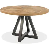 Indus Massivholz Esstisch Ø 125 cm Eiche / Grafit - Braun