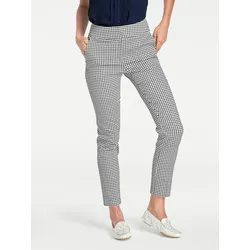Röhrenhose HEINE, Damen, Gr. 40, Normalgrößen, schwarz-weiß (schwarz, weiß), 71% Baumwolle, 26% Polyester, 3% Elasthan, gemustert, mehrfarbig, 7/8-Länge, Hosen