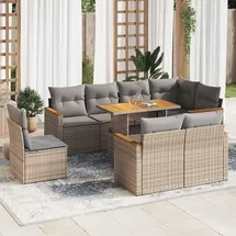 vidaXL Garten-Lounge-Set 9-tlg. beige