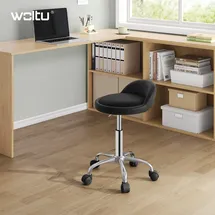 Woltu Rollhocker Kunstleder Schwarz