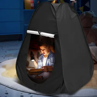 BAODBF Sensorisches Zelt zum Spielen und Entspannen,Hilfsmittel bei Autismus,SPD,Ängsten,Pop up Höhle mit Reise Tragetasche,Schwarz kinderzelte,Sensory Tent für Zuhause oder Schule