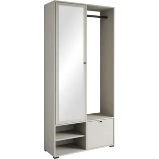 INOSIGN Garderobenschrank »DINO Kompaktgarderobe, Garderoben-Set DINO«, Mit Spiegel und Kleiderstange, 90 cm breit, Türanschlag wechselbar, beige