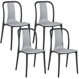 Gartentstuhl 4er Set Kunststoff schwarz / grau stapelbar modern Spezia