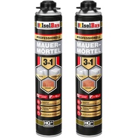 Isolbau Mauermörtel 2 x 750ml Pistolenschaum Montageschaum Klebeschaum 3 in 1 PU-Mörtel