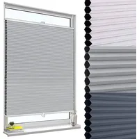 Woltu Wabenplissee 85 x 220 cm grau/weiß