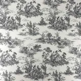 Stoff für Vorhänge / Jalousien, Motiv: Französische Liebhaber, Vintage, Baumwolle / Leinen, leichtgewichtig, weich, gepolstert, 140 cm breit, Meterware, Schwarz