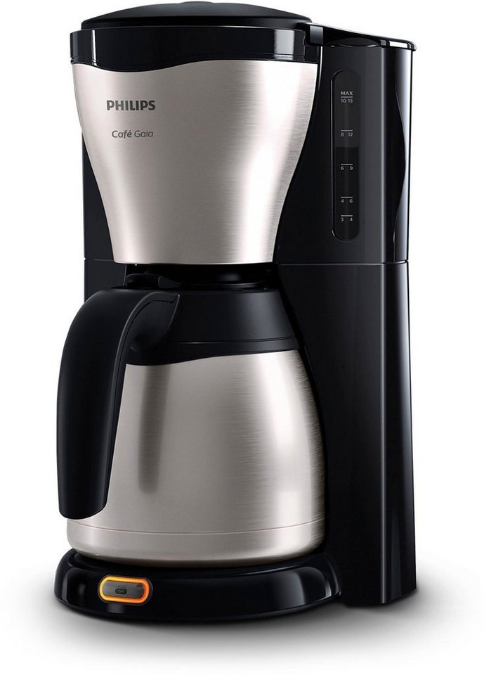 Philips Filterkaffeemaschine HD7546/20, 1,2l Kaffeekanne, 1x4, mit Thermokanne, Tropfstopp und Abschaltfunktion schwarz|silberfarben