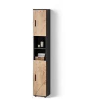 Livinity® Badschrank, Eiche Wotan, Eiche Wotan, 6 Fächer, Quadratisch,
