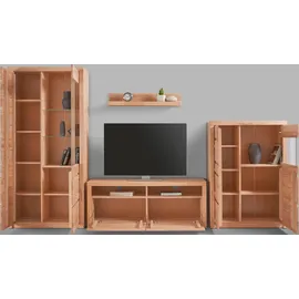 Home Affaire Wohnwand HOME AFFAIRE "Silkeborg", beige (kernbuche teilmassiv), Holzwerkstoff Kernbuchefarben (Korpus)/ Massivholz Kernbuche (Front), Holz teilmassiv, Kastenmöbel-Sets, Wohnwand, teilmassives Holz