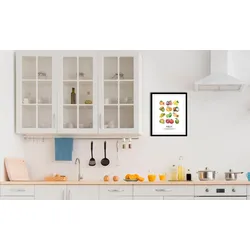 queence Bild »Obstsalat«, (1 St.), HD Premium Poster-Druck inkl. Holzrahmen queence Farbe Rahmen: schwarz + Farbe Bild(er): schwarz