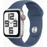 Apple Watch SE 2024 GPS + Cellular 44 mm Aluminiumgehäuse Silber, Sportarmband Denim M/L