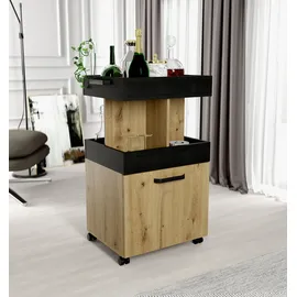 Forte Barschrank Homebar 50,2 x 88,5 x 41 cm Artisan Eiche/Schwarzeiche
