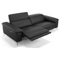 Sofanella 3-Sitzer Leder STELLA, Relaxcouch, Designersofa, Designer Sofa, 3er Couch, Sofagarnitur schwarz 188 cm x 74 cm x 107 cm