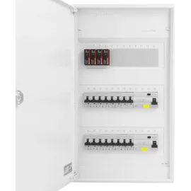 Doktorvolt Sicherungskasten Hager Aufputz Verteilerkasten 3x12 Module 14xMCB 2xRCCB VDE Überspannungsschutz verdrahtet Verteilerschrank Sicherungen 515x305x9...