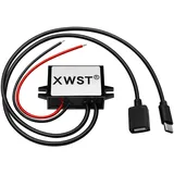 XWST DC DC 8-85V 12V 24V 36V 48V 60V 72V 85V auf 5V Spannungswandler 3A 15W Female USB and Type C Wandler | Adapter Anschluss für Auto Motorrad Fahrrad E-Bike