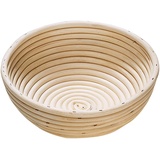 Kobolo Aufbewahrungskorb Rohrbackkorb aus Rattan - rund - naturfarben (23 cm Durchmesser) beige|braun