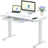 FLEXISPOT Q3 Höhenverstellbarer Schreibtisch Elektrisch mit Schublade, USB A&C, 4 Speicherplätzen, Antikollisionsschutz, LED-Display 120x60cm (We... - Weiß