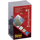 IDENA Lichterkette 80 LED in warmweiß, 8 Lichtfunktionen, 6 Stunden Timer Funktion, batteriebetrieben, ca. 6,5 m lang, Innen- und Außenbereich, für Partys, Weihnachten, Deko