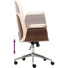 vidaXL Bürostuhl Bugholz Kunstleder Creme