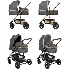 KIKKABOO Kombikinderwagen Amaia 3in1 i-Size Babyschale umbaubar Federung Tasche dunkelgrau