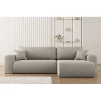 Ecksofa mit Schlaffunktion und Stauraum für Bettzeug, L-förmiges Sofa,Capri Stoff Neve Rechts Dunkelbeige