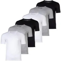 Boss Herren T-Shirt 6er Pack - RN Classic, Rundhals, Kurzarm, Cotton, uni Schwarz/Grau/Weiß XL