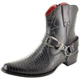 Stiefeletten, Herren, Schlangenhaut, Reißverschluss, Western-Cowboy, Schwarz - Schwarz - Größe: 42 2/3 EU - 43 EU