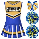 Spooktacular Creations Mädchen Blue Cheerleader Kostüm, Halloween Cute Cheer Uniform Outfit mit Accessoires für die Halloween High School Cheerleader Dress Up Kostüm-M