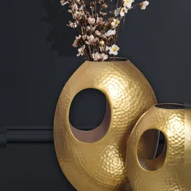 KADIMA DESIGN Deko Vase 2er Set Aluminium mit Tragegriff Blumenvase Modern in Gold | Gr.: onesize