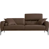 2,5-Sitzer EGOITALIANO "Masu, Designsofa mit erstklassigem Sitzkomfort" Sofas Gr. B/H/T: 218cm x 95cm x 97cm, Leder BULL, mit Rückenfunktion, braun (chocolate) inkl. 2 Kissenrollen, Rückenelemente manuell verstellbar, Metallfüße