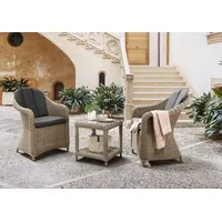 Destiny MALAGA MERANO 2x Sessel + Tisch 46x46x50cm, natur meliert