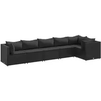 vidaXL 6-tlg Garten-Lounge-Set mit Kissen Schwarz Poly Rattan Modell 30