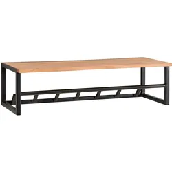 Rustikale Wandgarderobe, Akazienholz & Metall, Natürliche Baumkante. 80x33x22 cm | Kadima Design