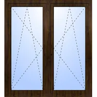 Balkontür zweiflügelig GEALAN "DANIEL" 2-fach Verglasung mit Pfosten (abschließbar) Nussbaum holzähnlich innen öffnend Seitenunabhängig