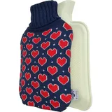Axion axion® Wärmflasche mit Bezug ‚Äì in blauem Strick Herzen (33x20 cm) 1 St