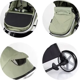 Chipolino Kombikinderwagen 2 in 1 Vista Wickeltasche, Fußabdeckung, Korb, Gurt grün