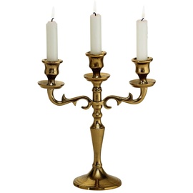 Boltze Kerzenständer Varas (Gold, 3-flammig, Höhe 26 cm, Kerzenhalter aus Metall, Dekoration Esstisch/Kommode, edles Design) 1019023