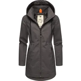 Ragwear Damen, Übergangsjacke leichte Jacke lang wasserdicht mit abnehmbarer Kapuze Dakkota II Dark Grey Melange Gr. M (38), grau (dunkelgrau), Obermaterial: 100% Polyester. Innenfutter: 100% Polyester, tailliert ca.