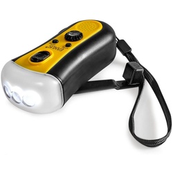 EAXUS Dynamo Kurbelradio mit Taschenlampe – Handkurbel für Notfall Notfallradio (FM-Tuner, Notfall, SOS, Stromausfall) gelb|schwarz