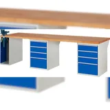 PROREGAL Werkbank Serie 7000 - Modell 7510 | HxBxT 89x300x90cm | 8x Schublade + 1x Schrank inkl. SchPROREGALbstock | Schubladenmaße 6x150 + 2x270mm