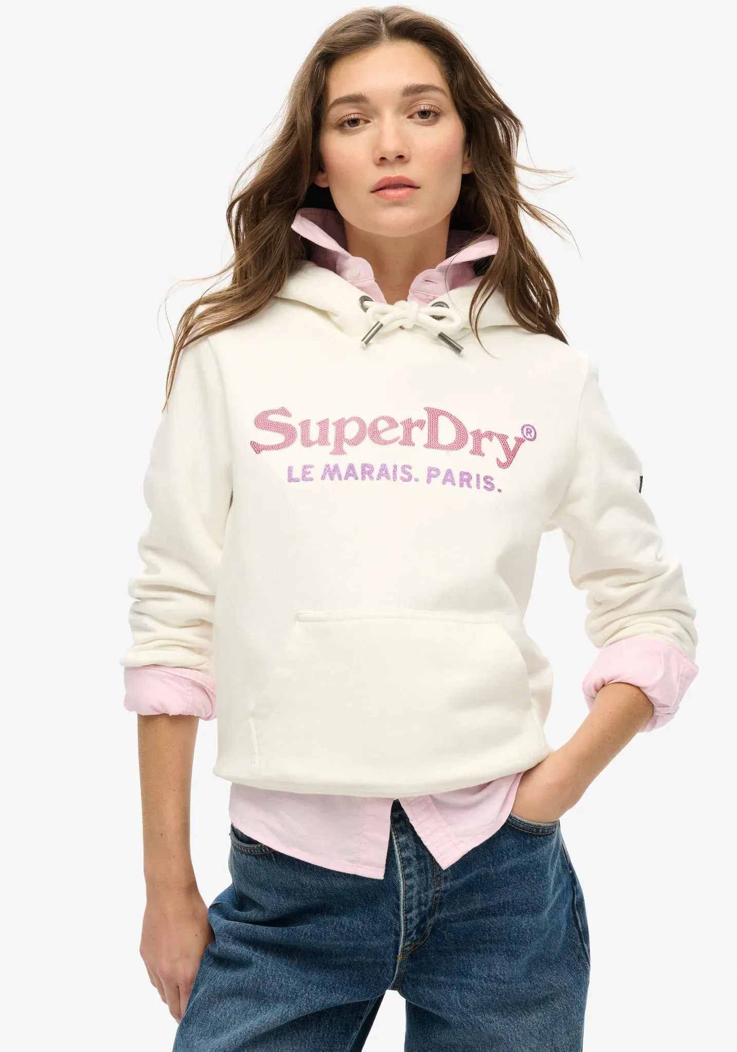 Superdry Kapuzensweatshirt »METALLIC VENUE HOODIE« Superdry Ecru L