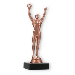 Pokal Kunststofffigur Sieger bronze auf schwarzem Marmorsockel 20,6cm
